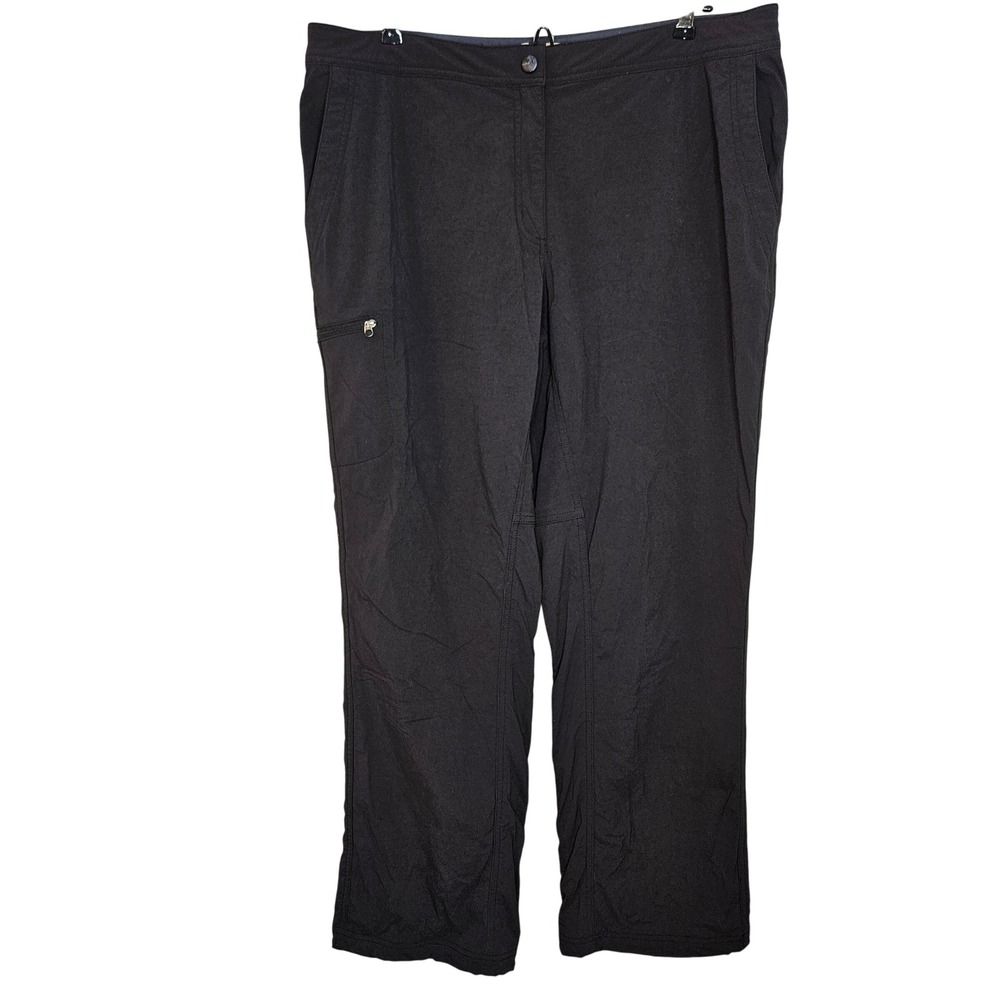 LL Bean Vista Trekking Fleece Lined Pants Womens 16 Reg Black Hiking Cargo EUC